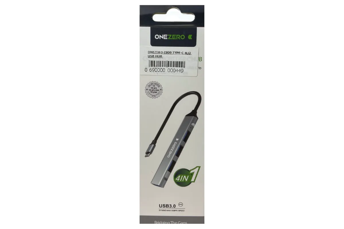 ONEZERO C809 Type-C 4 Port USB Hub – Hızlı, Taşınabilir ve Çok Yönlü Bağlantı Çözümü